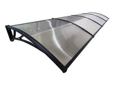 Copertină ECO de ușă 360×150cm marchiză adăpost acoperiș negru-transparent